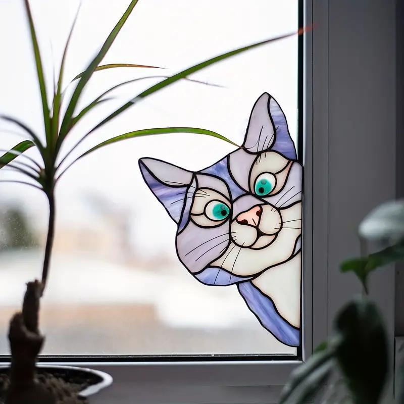 Cute Cat Pattern Glass Window Sticker, 1 Count Self-adhesive Decorative Sticker, Waterproof & Moisture-proof Decorative Film for Glass Tiles & Walls