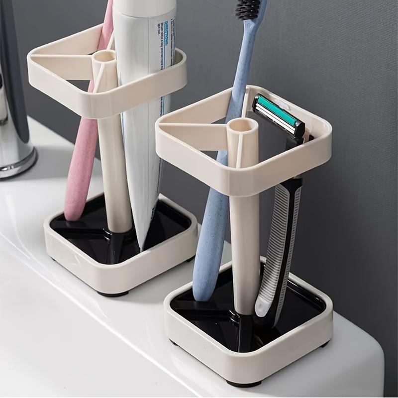 Toothbrush Holder With Gargle Cup, Couple Toothbrush Storage Rack, Toothbrush Storage Organizer With Transparent Mouthwash Cup, Wall Mounted, Suitable For Home, Dormitory, School, Bathroom Accessories