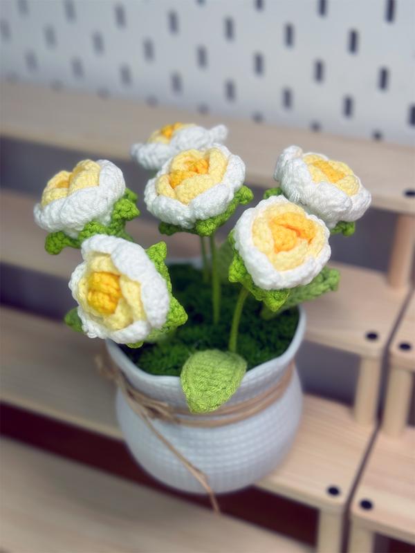 Handmade Crocheted Roses for Home Decoration - Multicolored Plants Decorative Flowers - Gift for Family or Friends