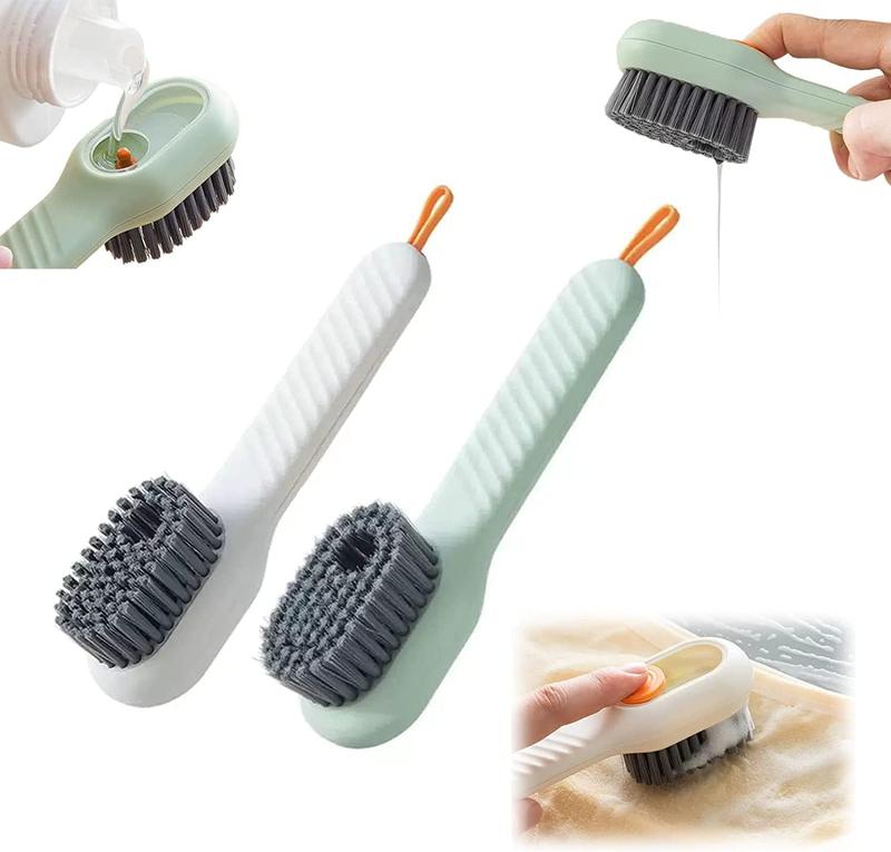 Multifunctional Cleaning Brush, Soft Bristle with Soap Dispenser for Kitchen, Bathroom, and Soft Laundry Silicone Cleaner Shoe Brush Comfortable to Grip.