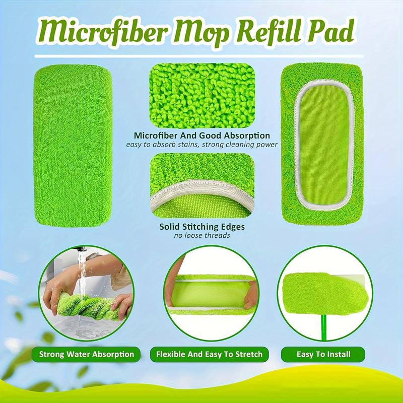 8 pcs High-Performance Microfiber Mop Pads - Reusable, Long-Lasting Dust Removal - Wet & Dry Cleaning，Essential Home & School Cleaning Accessories