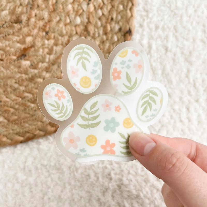 Floral Paw Print Sticker