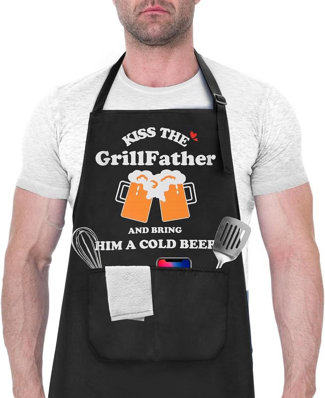 Funny Apron for Men with 2 Pockets Christmas Gift for Dad Husband MaleFriend Birthday Naughty Gift for Men