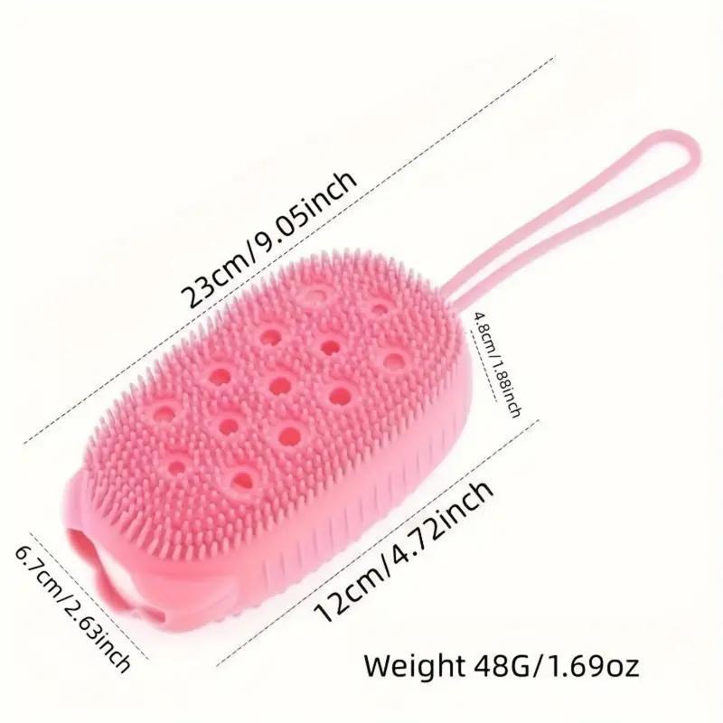 Random Color Double-sided Silicone Bath Brush, 2 Counts Exfoliating Deep Cleansing Shower Brush, Bathing Accessories for Home Bathroom