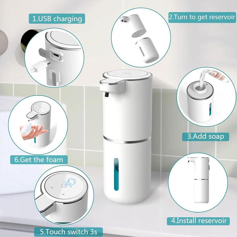 Automatic Sensor Foam Soap Dispenser, 1 Count USB Rechargeable Wall Mounted Soap Dispenser, Adjustable Soap Dispenser for Bathroom & Kitchen