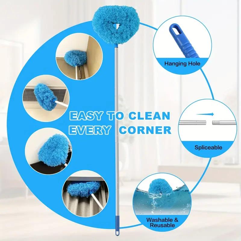 Ceiling Fan Cleaning Duster, Ceiling Fan Cleaner Duster with Extension Pole, Dust Removal BrushHousehold ltems Removable  WashableMicrofiber Ceiling Fan Duster, Household Cleaning Tool for Dust,Pet Hair, Home Care Supplies, Cleaning Products