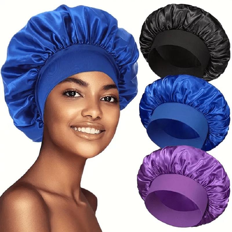 Elastic Hair Cap, 3 Counts Solid Color Hair Cap, Soft Elastic Hair Cap, Sleeping Cap for Women, Lightweight Polyester Bean Sleeping Cap