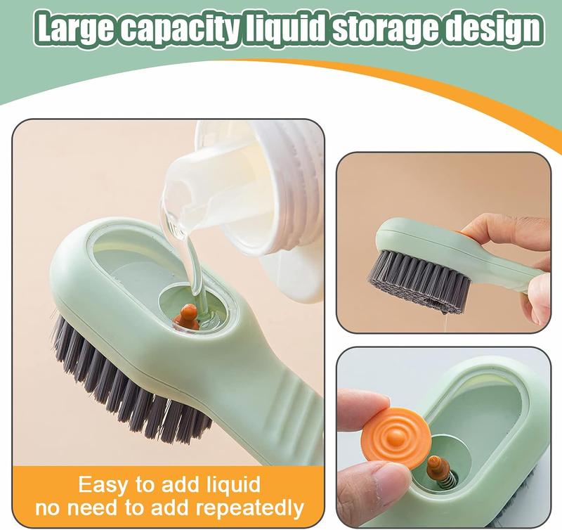 Multifunctional Cleaning Brush, Soft Bristle with Soap Dispenser for Kitchen, Bathroom, and Soft Laundry Silicone Cleaner Shoe Brush Comfortable to Grip.