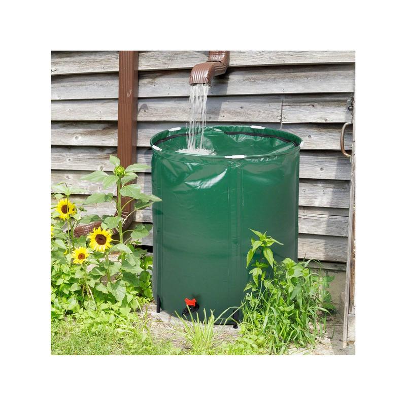 66 Gallon Folding Rain Barrel Water Collector Green