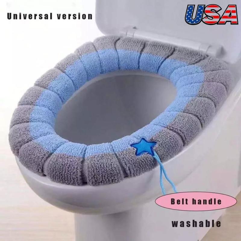 Soft Thicker Warmer Stretchable Toilet Seat Cover for Bathroom - Washable Cushion Mat Pad