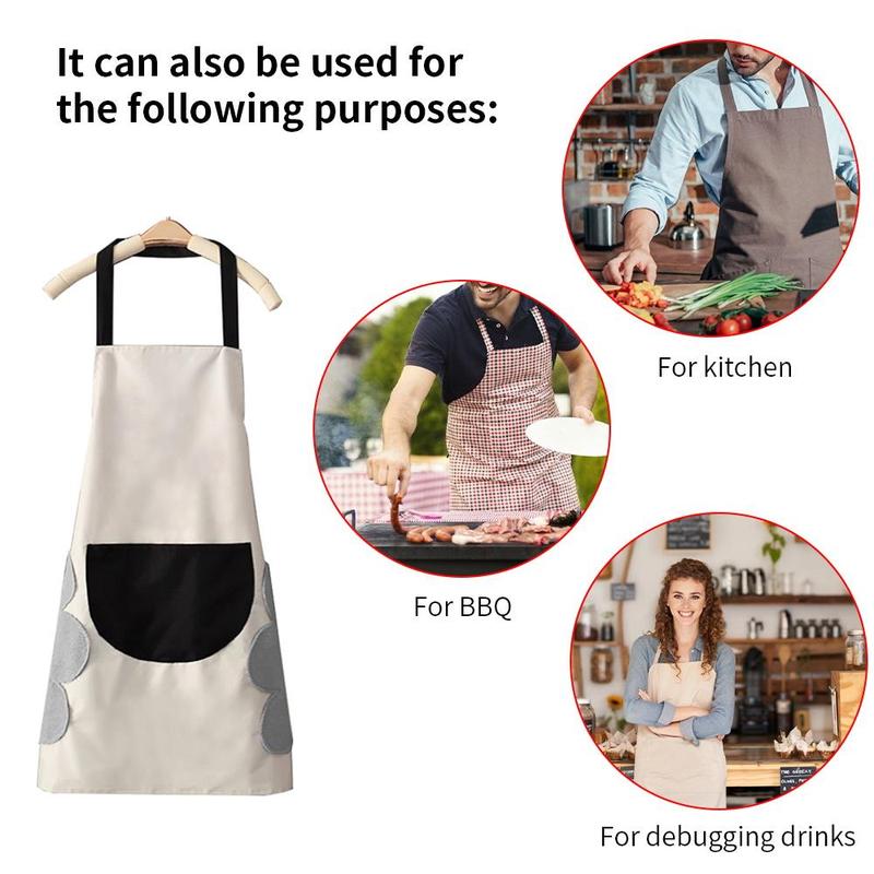 Bear & Letter Pattern Apron, 1 Count Adjustable Bib Apron, Easy Cleaning Stain-resistant Kitchen Cooking Apron for Restaurant & Home