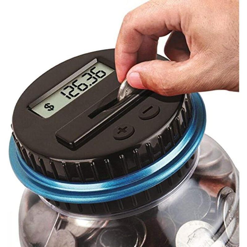 Coin Piggy Bank Saving Jar, Digital Coin Counter with LCD Display Large Capacity Money Saving Box for All US Coins (Blue)