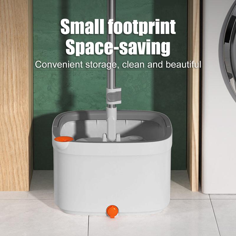 TIKAAATOK Spin Mop and Bucket System with Upgraded Dual Compartment Tank - Includes Thick Washable Microfiber Cleaning Cloth Light