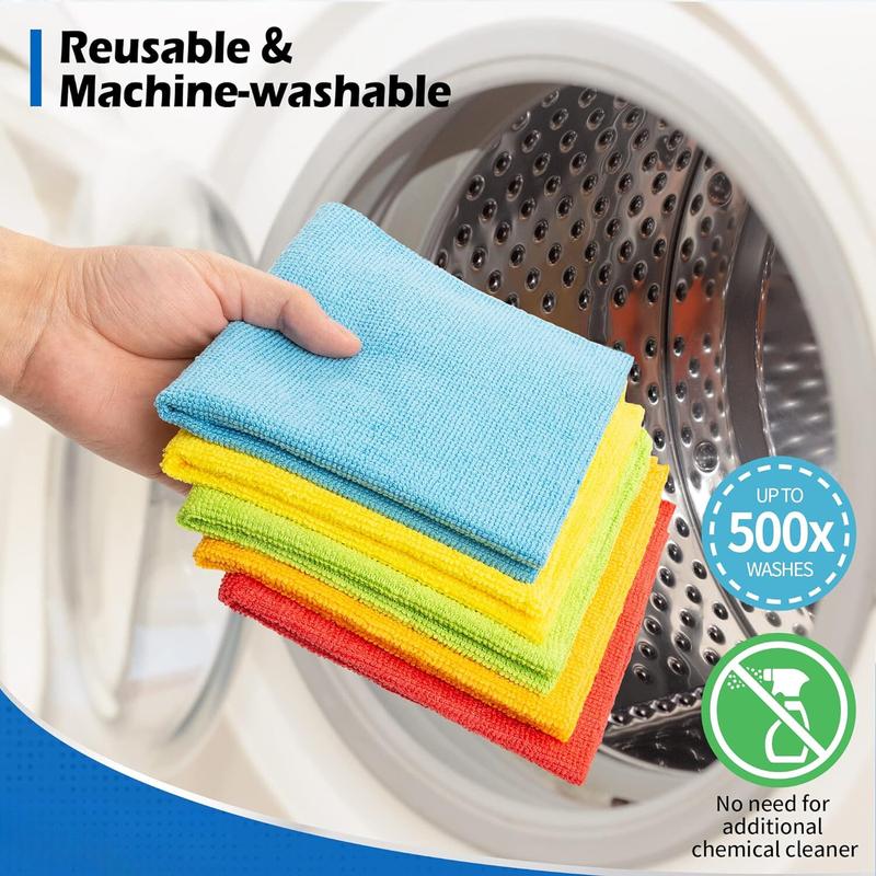 Microfiber Cleaning Cloths, Rags Towels Bulk Absorbent Lint-Free Washcloths, All Purpose Cloth Wipes for Car, Office, Household microfiber towel