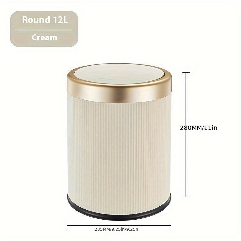 Round Trash Can, 1 Count Modern Simple Covered Trash Can, Household Waste Bin for Home Living Room Bedroom Kitchen