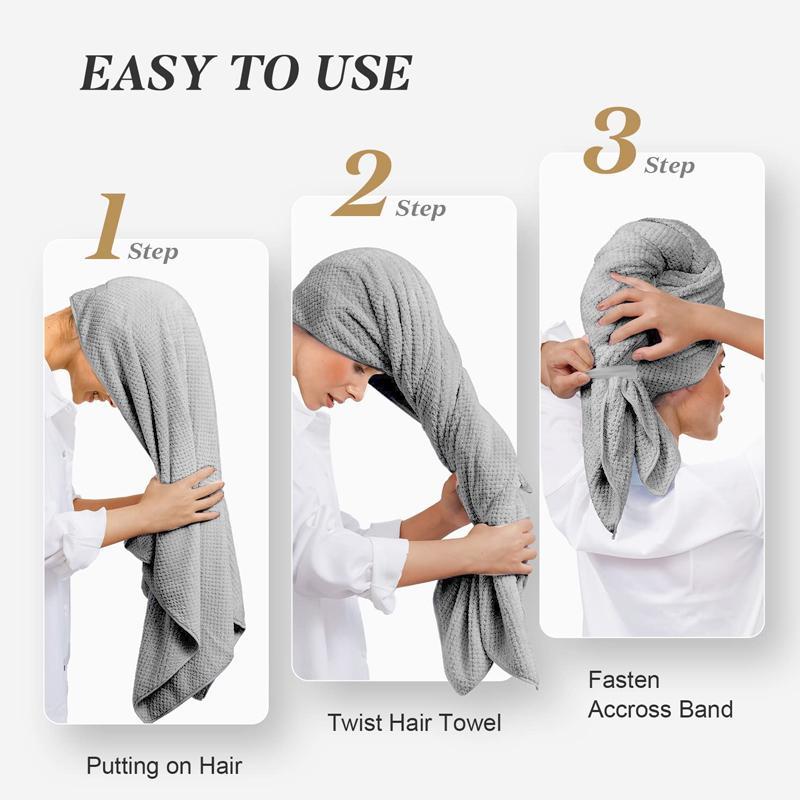 Women's Microfiber Hair Towel, 1 Count Anti-frizz & Quick-drying Towel With Elastic Band, Soft Hair Towel For Bathroom Shower, Summer Gift