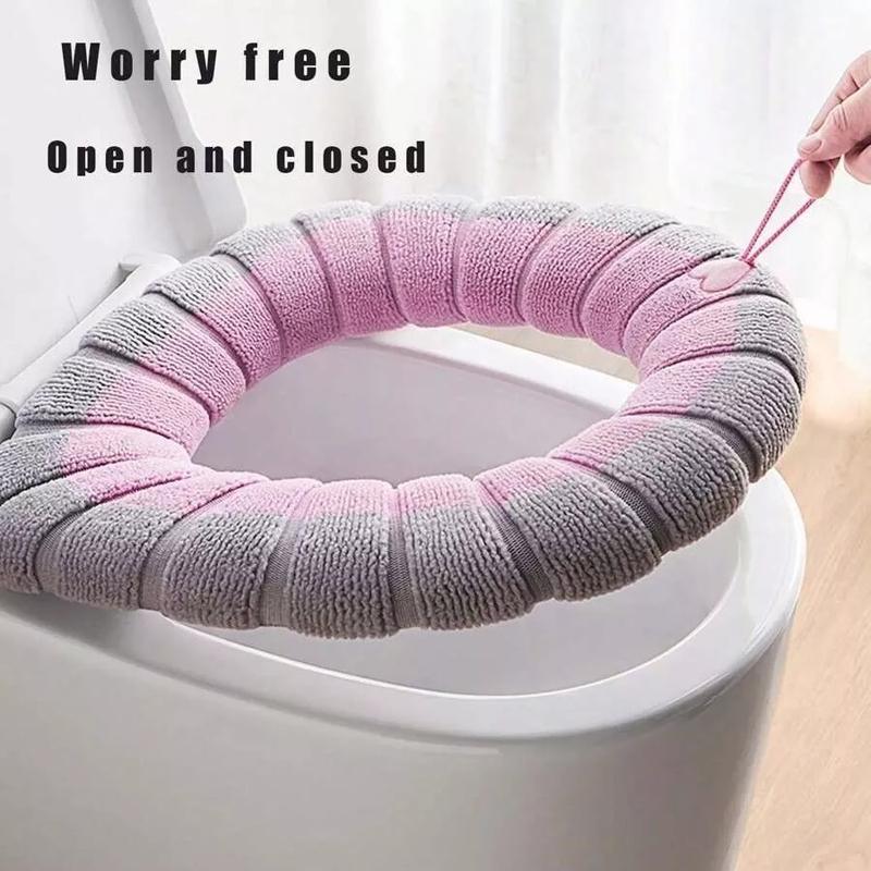 Soft Thicker Warmer Stretchable Toilet Seat Cover for Bathroom - Washable Cushion Mat Pad