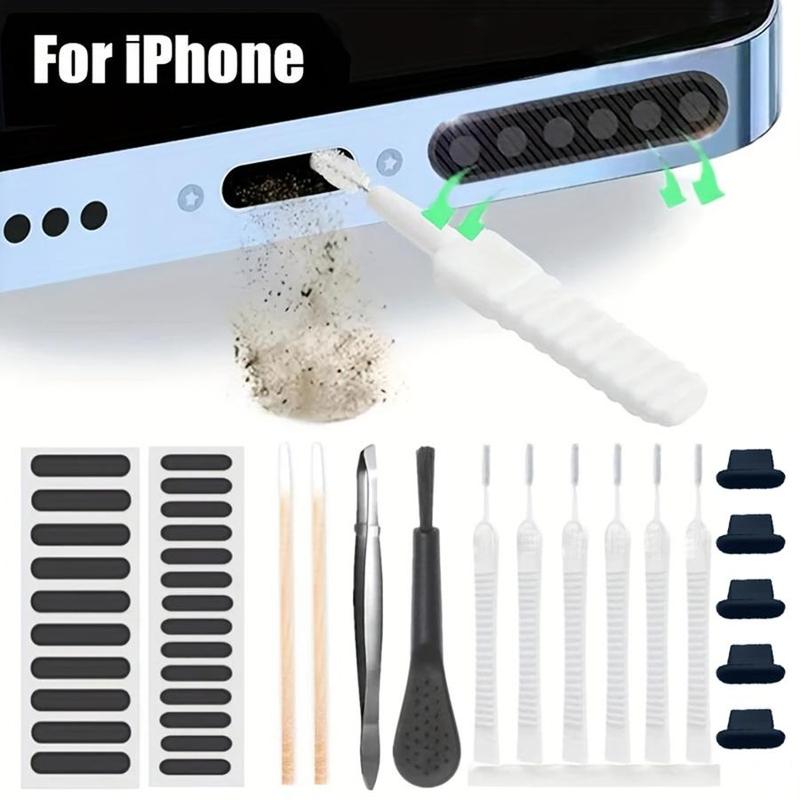 Phone Speaker Port Dust Removal Cleaner Tool Kit Set, Universal Phones Dust Cleaning Brush Set, Compatible with iPhone Samsung Xiaomi, Phone Cleaning Accessories