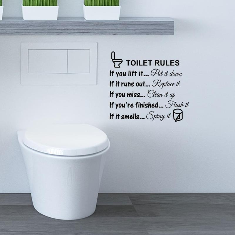 Toilet Sticker Room Decor, 1 Count Letter Pattern Toilet Lid Sticker, Toilet Decorative Sticker, Creative Toilet Decal, Vinyl Art Decal, Bathroom Decor