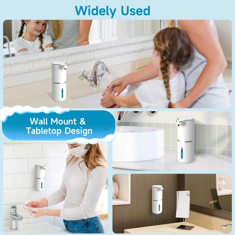 Automatic Sensor Soap Dispenser, 4-Level Adjustable, Desktop & Wall-Mounted Soap Dispenser, USB Charging Household Intelligent Soap Dispenser, Hand & Dish Soap Dispenser for Bathroom, Kitchen,Hotel, Restaurant, Christmas Gift For Men & Women