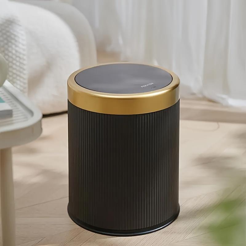 Round Trash Can, 1 Count Modern Simple Covered Trash Can, Household Waste Bin for Home Living Room Bedroom Kitchen