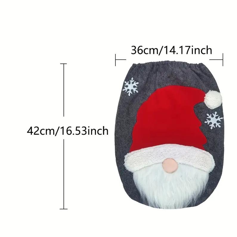 2pcs Festive Santa Toilet Mat Set - U-Shape Toilet Lid Cover Pad for Christmas Bathroom Decor and Supplies Christmas Decorations Thanksgiving Gift