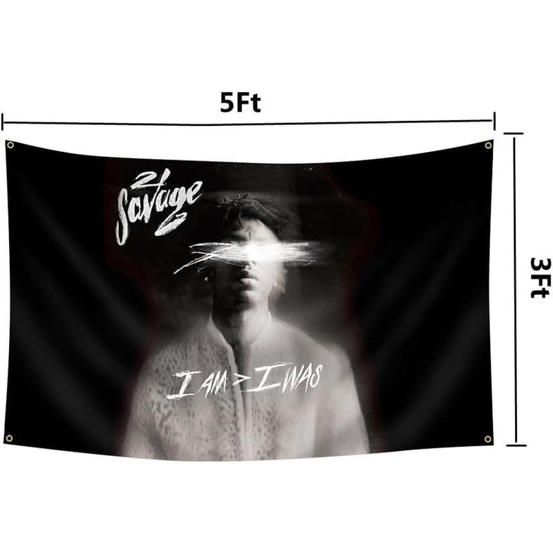 21 Savage Flag Tapestry 40x60in Rapper I am Pop Art Mural Blanket Album Cover Poster for Bedroom Living Room Dorm Wall Decor