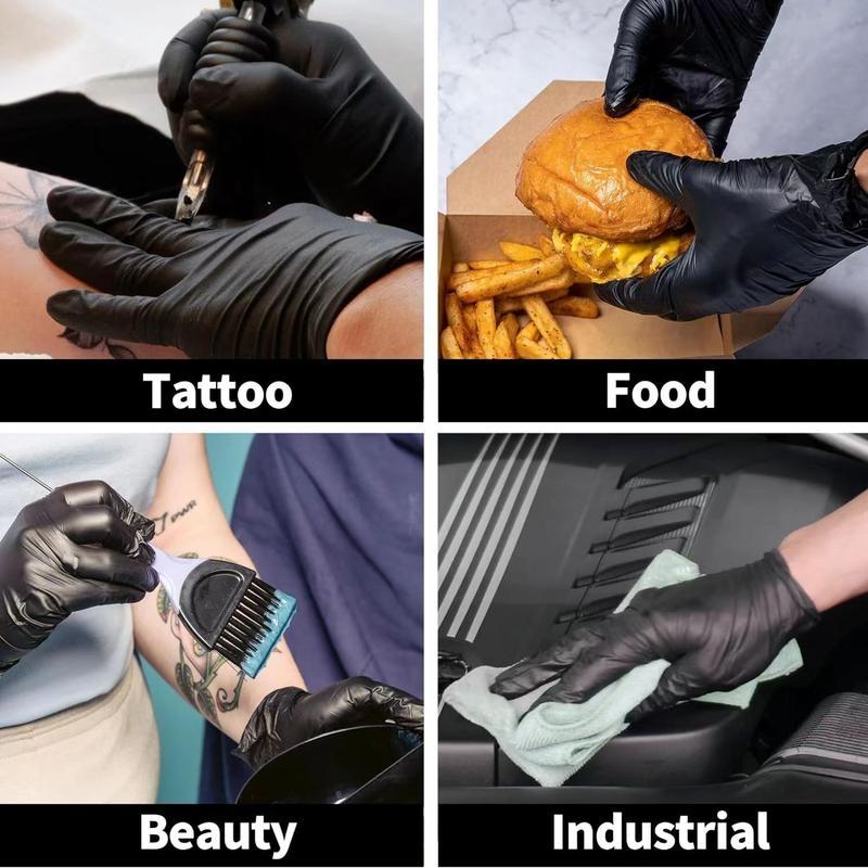 Synmax Vinyl Black Gloves - 4mil-100 count, Gloves Disposable Latex Free Latex-Free & Powder-Free Cleaning Food Gloves Hand Household Smooth