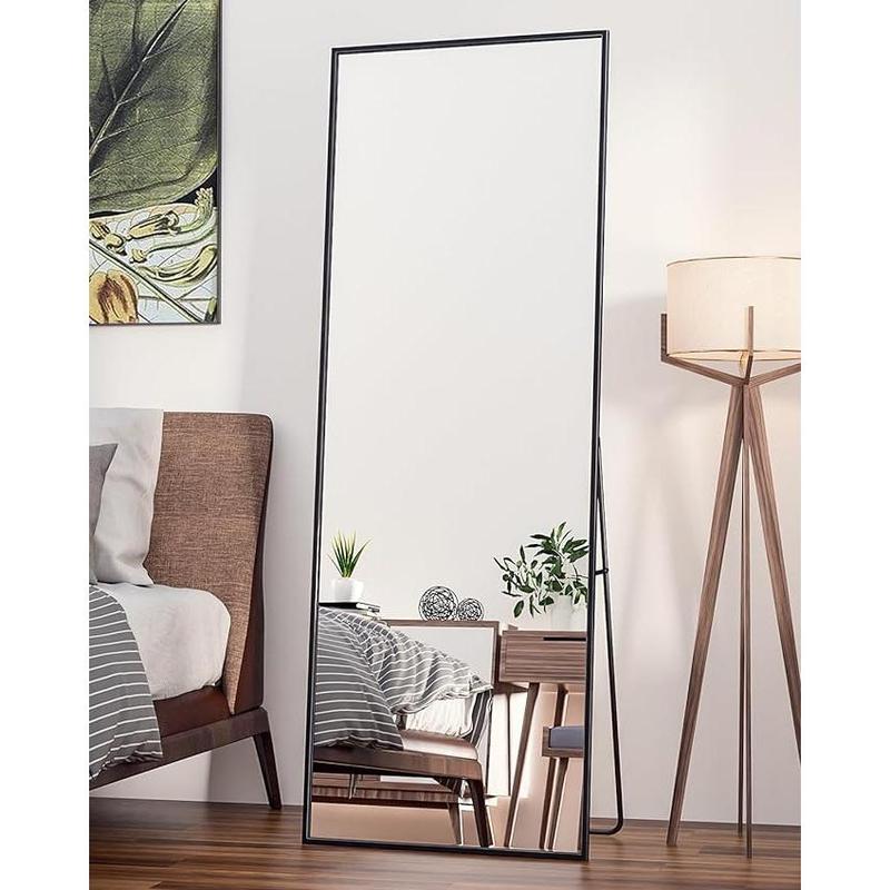 Floor Standing Mirror, Wall Mirror with Stand Aluminum Alloy Thin Frame，Full Length Mirror Wall Mirror 64