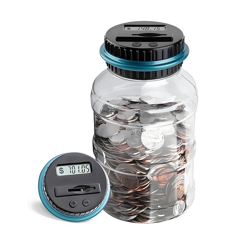 1.8L Large Capacity Coin Bank for Saving Money Digital Coin Jar, Piggy Bank for Kids - with Change Counter for Counting Savings, Room Decor Ornaments