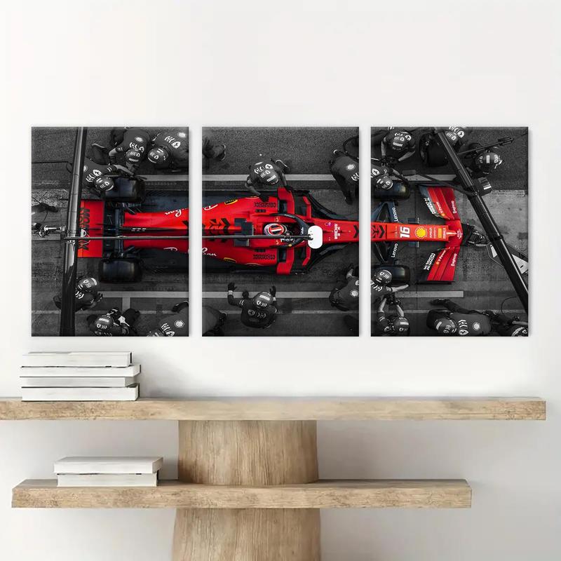 Formula Car Pattern Canvas Painting with Wooden Frame, 3 Counts set Modern Art Wall Decor, Canvas Art Car Posters, Wall Art for Home Living Room Bedroom Office Wall Art Painting