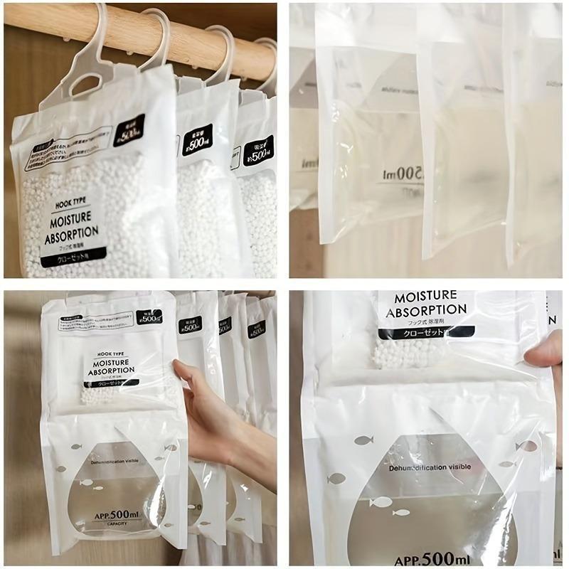 Hanging Moisture-proof Bag, 5 10pcs Reusable Hanging Dehumidifier Bag, Household Moisture-proof Bag for Wardrobe & Dormitory