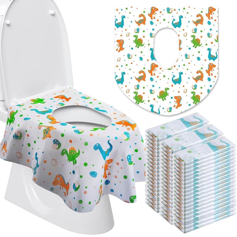 50 Packs Disposable Toilet Seat Covers Extra Large Individually Wrapped for Kids and Adults, Portable Non Slip Waterproof Potty Seat Covers for Toddlers Potty Training, Travel (Animal)