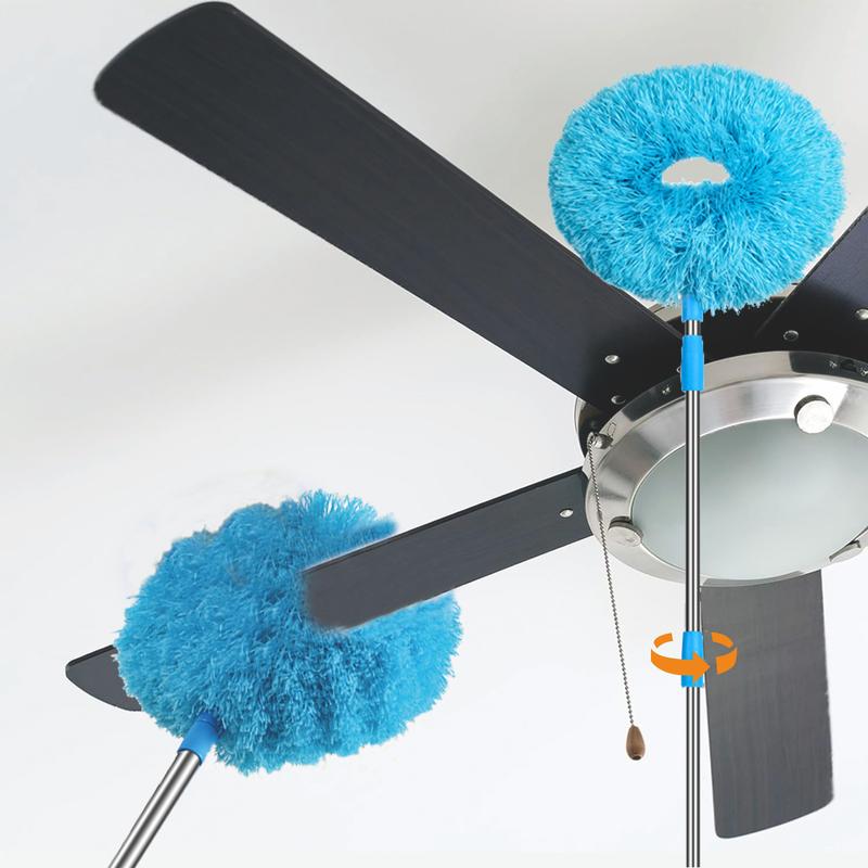 Ceiling Fan Cleaning Duster, Ceiling Fan Cleaner Duster with Extension Pole, Dust Removal BrushHousehold ltems Removable  WashableMicrofiber Ceiling Fan Duster, Household Cleaning Tool for Dust,Pet Hair, Home Care Supplies, Cleaning Products