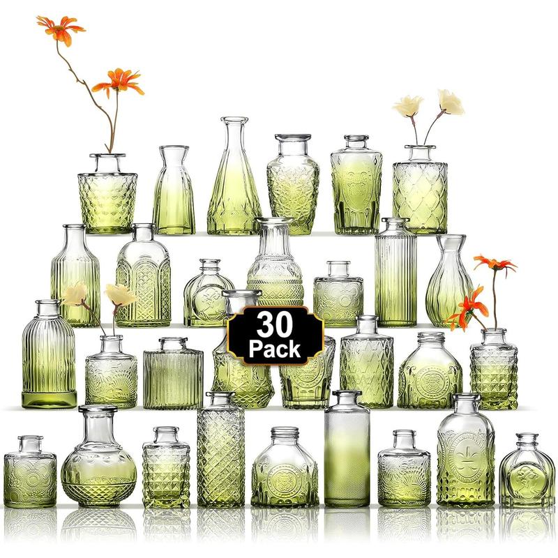 16Pcs Glass Bud Vase Set Small Flower Vase for Centerpieces Clear Bud Vases in Bulk  Mini Vintage Vase for Rustic Wedding Decorations