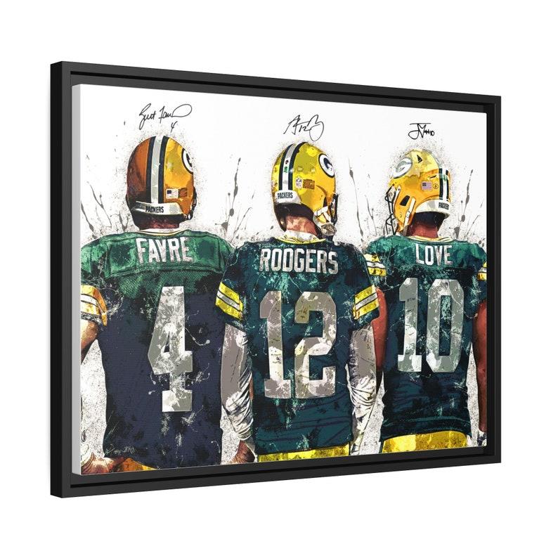 Jordan Love, Aaron Rodgers, Brett Favre, Poster, Green Bay Packers, Gallery Canvas Wrap, Man Cave, Kids Room, Game Room, Bar Decor Photo Ornaments Wall Artistic Decoration Print