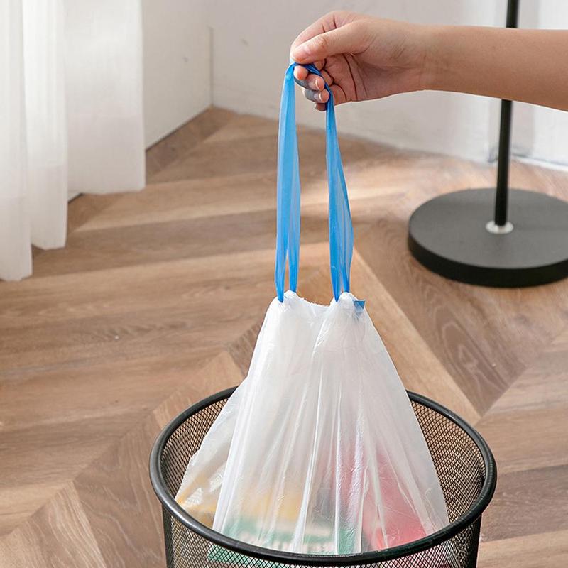 Household Cleaning Products Disposable Bin Bag, 3 Rolls 45pcs Drawstring Thickened Garbage Bin Bags, Kitchen Accessories, Small Trash Bags, Essential Items for Home