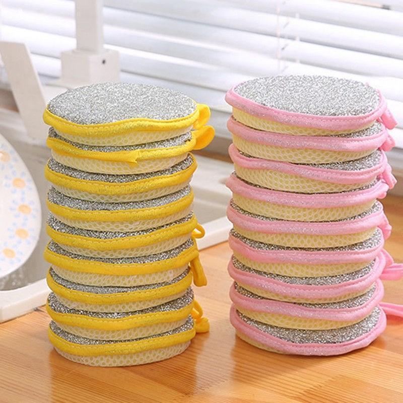 Double Sided Dish Washing Sponge, 10pcs Random Color Pan Pot Cleaning Sponge, Household Cleaning Tool for Kitchen