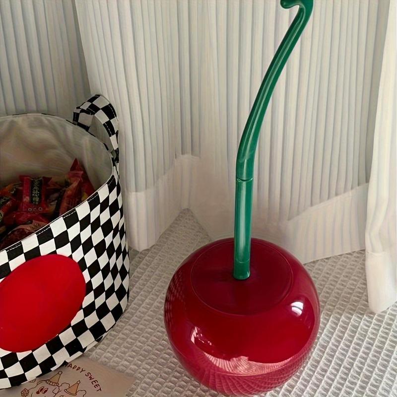 Cherry Shaped Toilet Brush with Holder, Durable Space Saving Bathroom Cleaning Tool, Bathroom Supplies for Home Dormitory Hotel