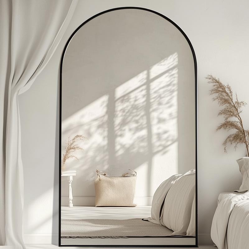 Full Length Mirror, Oversized Floor Mirror, Arched Full Body Mirror with Stand Large Floor Standing Mirror, Hanging Mounted Mirror for Bedroom, Living Room Cloakroom