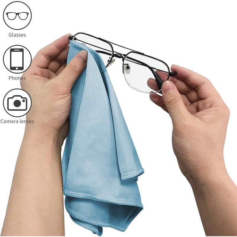 12 Pack Microfiber Glass Cleaning Cloth, 12 Inch X 16 Inch, Lint Free Quickly Clean Windows, Mirrors, Glasses, Phone Screens, Camera lenses, Blue