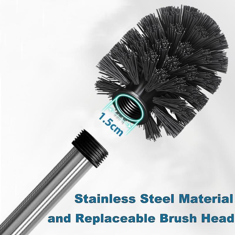 Toilet Brush Set, 4 Counts Plastic Toilet Brush with Stainless Steel Handle, Household Toilet Cleaning Brush, Bathroom Cleaning Tool