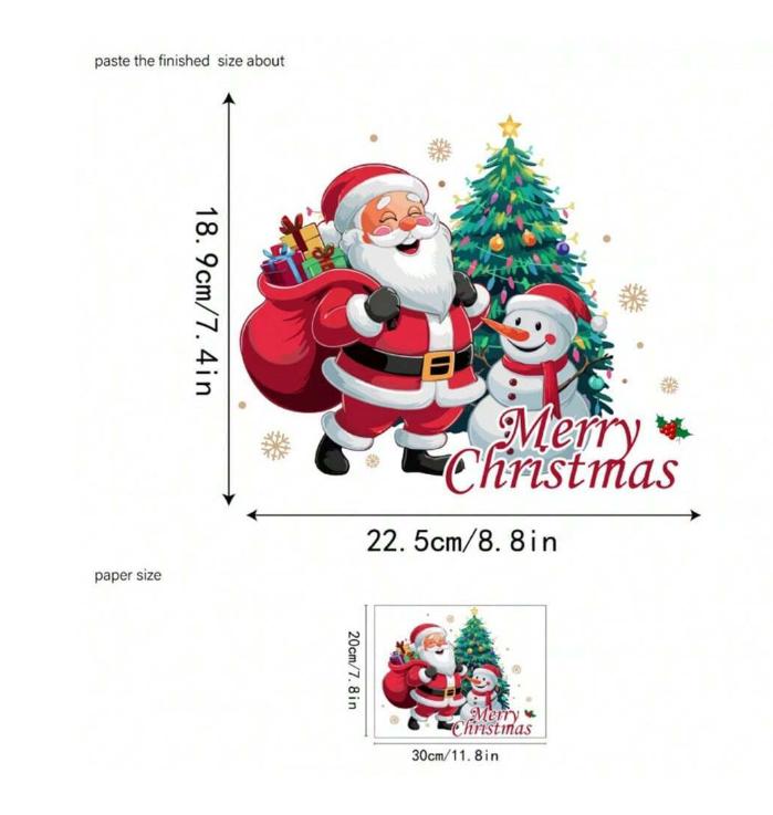 Christmas Snowman & Tree Print Toilet Seat Cover Sticker for Bathroom Decoration