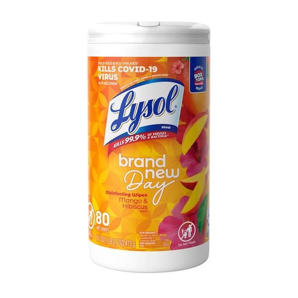 DX08 Lysol 80-Count Mango and Hibiscus Scent Disinfecting Wipes