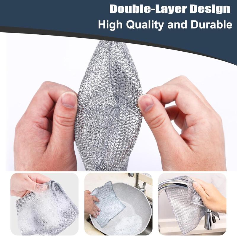 18 Pcs New Upgrade Steel Wire Dishcloth,Double-Layer Powerful Cleaning Non-Scratch Wire Dishcloth Rag for Cookware, Sinks, Dishes, Stove Tops Kitchen