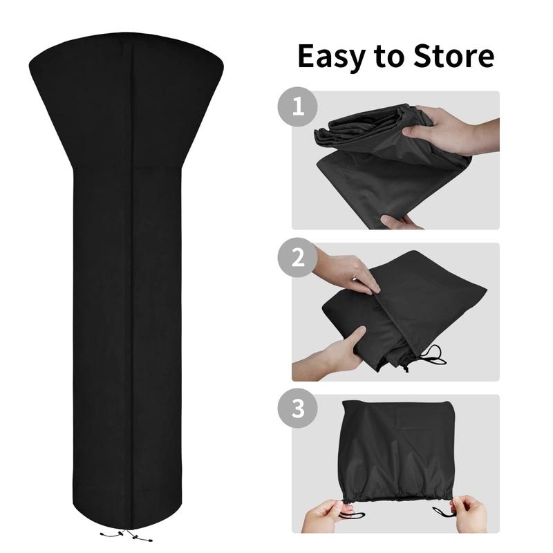 Easy-Going Stand-Up Patio Heater Cover with Zipper and Storage Bag, Waterproof Outdoor Heater Cover Dustproof, UV-Resisant, Wind-Resistant