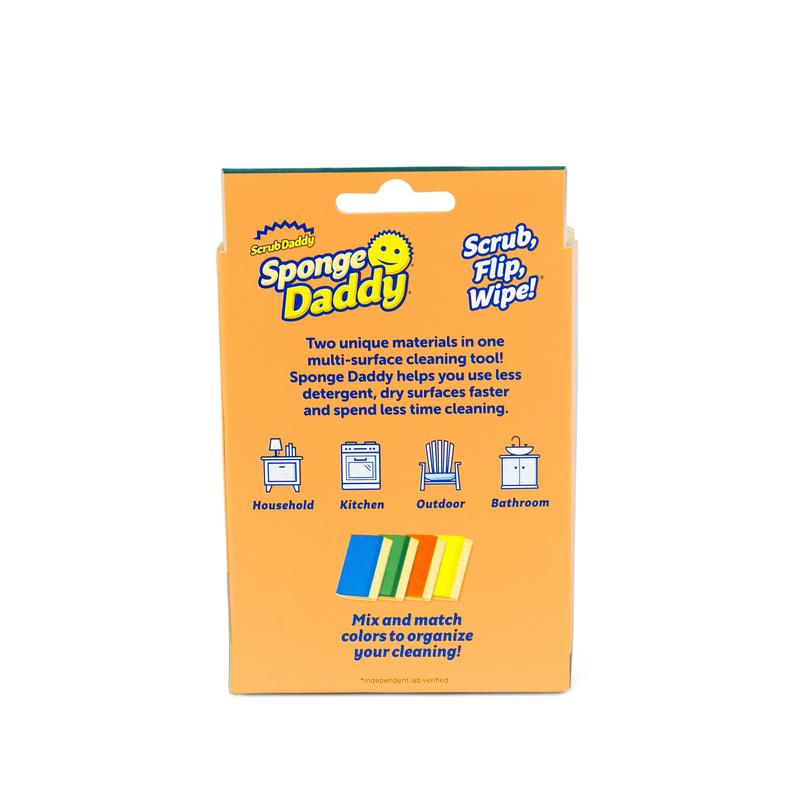 Scrub Daddy Sponge Daddy (4ct) - Dual-Sided, Multipurpose Sponges, FlexTexture & ResoFoam, Pack of 4